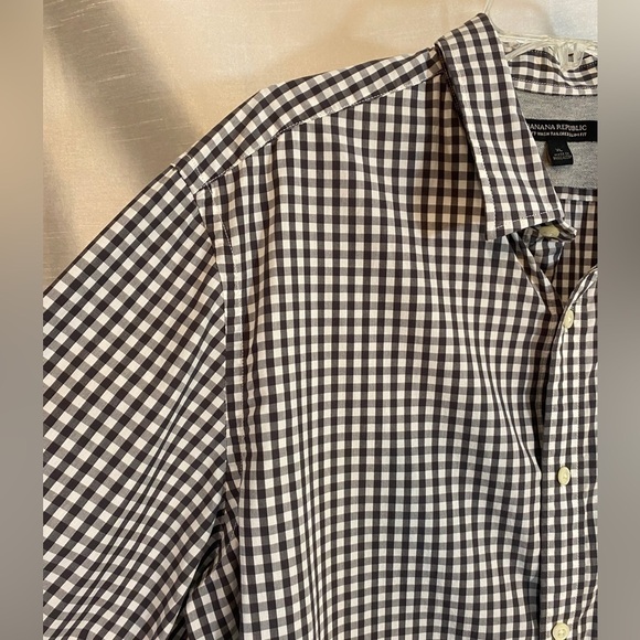 NWT Banana Republic Grey and Black  Plaid Long Sleeve Dress Shirt Mens XLg - Picture 6 of 15